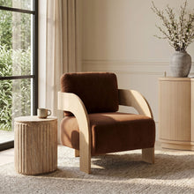 Load image into Gallery viewer, Cedra - Velvet Performance Fabric Upholstered Accent Chair - Cognac
