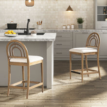 Load image into Gallery viewer, Leon - Arched Back &amp; Upholstered Counter Stool (Set of 2) - Ivory White
