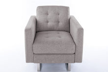 Load image into Gallery viewer, Victoria - Fabric Armchair With Metal Legs, Side Pockets, And Pillow
