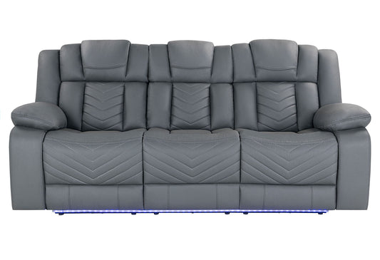 U7068 - 3 Piece Living Room Set (10 Power Reclining Sofa / Power Console Reclining Loveseat / Power Recliner With LED) - Gray