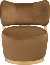 Load image into Gallery viewer, Elara - Velvet Upholstered Swivel Accent Chair - Saddle / Stained Natural
