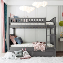 Load image into Gallery viewer, Bunk Bed With Twin Size Trundle, Guardrails
