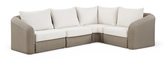 Seacrest - 123.25" Olefin Water Resistant Fabric And Wicker 4 Piece Outdoor Patio Modular Sectional