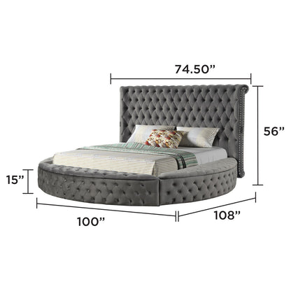 Hazel - 5 Piece Queen Tufted Bedroom Set - Gray