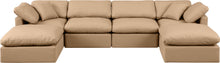 Load image into Gallery viewer, Indulge - Faux Leather 6 Piece Modular Double Chaise Sectional - Tan
