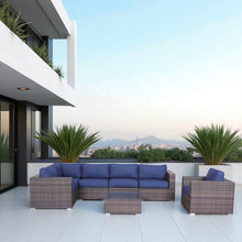 Load image into Gallery viewer, Wicker Seating Group Set With Table And Cushions
