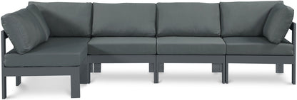 Nizuc - Outdoor Patio 5 Piece Modular Sectional With Gray Frame