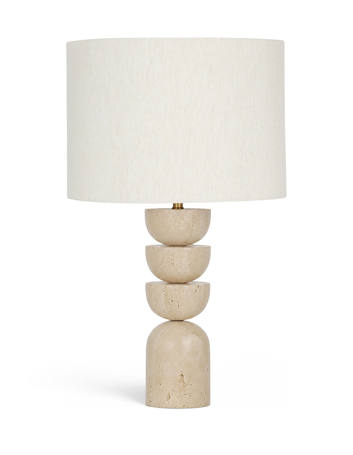 Opus - Travertine, Linen Textured Fabric And Brass Table Lamp - Travertine