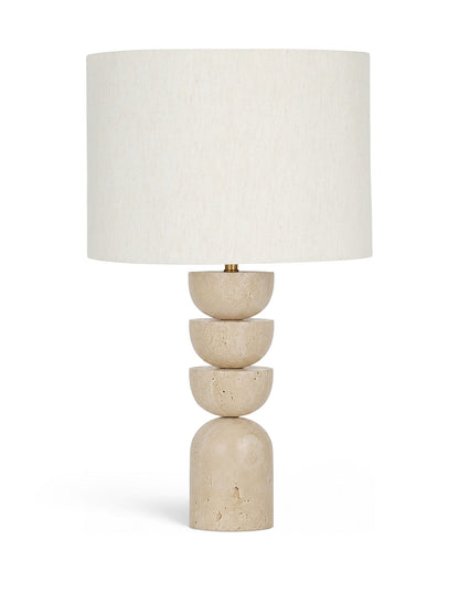 Opus - Travertine, Linen Textured Fabric And Brass Table Lamp - Travertine