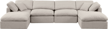 Indulge - Linen 6 Piece Modular Double Chaise Sectional