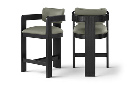 Sacha - Vegan Leather Upholstered Counter Stool With Black Base