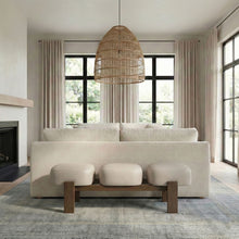 Load image into Gallery viewer, Woodcrest - Vegan Leather Upholstered Bench - Painted Brown Walnut Base
