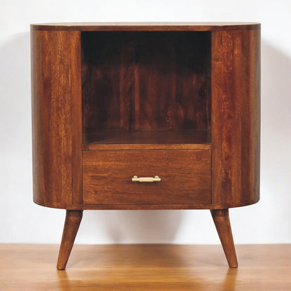 Cortez - T Bar Open Slot Cabinet - Dark Brown
