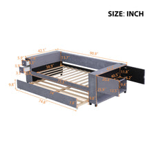 Load image into Gallery viewer, Upholstered Bed With Storage And Twin Trundle, USB Charging Ports
