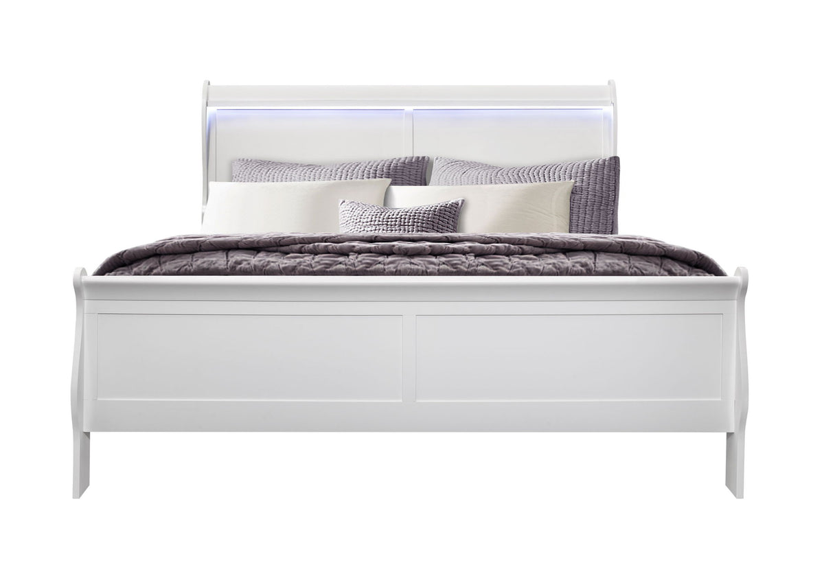 Charlie - King Bed With LED Side Rails - White