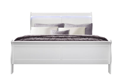 Charlie - King Bed With LED Side Rails - White