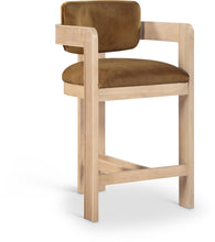 Load image into Gallery viewer, Sacha - Velvet Stool With Natural Base - Saddle

