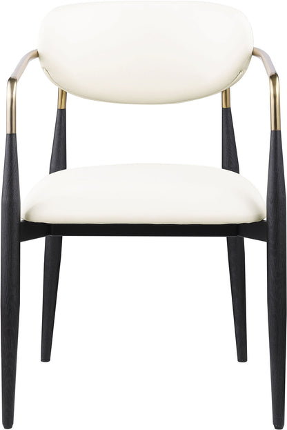 Ronda - Vegan Leather Upholstered Dining Arm Chair - Black Legs