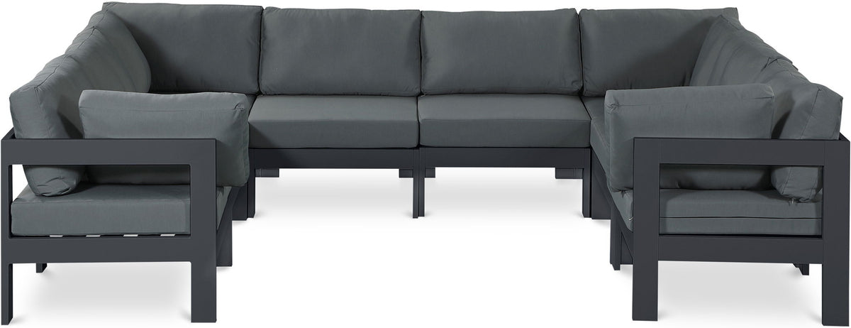 Nizuc - Outdoor Patio 8 Piece Modular Sectional With Gray Frame