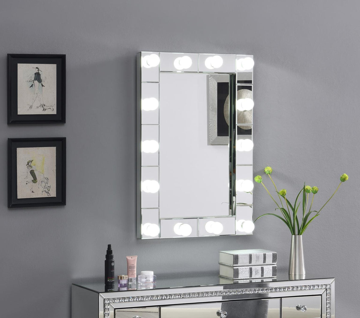 G-402-WM - Glamour LED Wall Decor Mirror - Silver