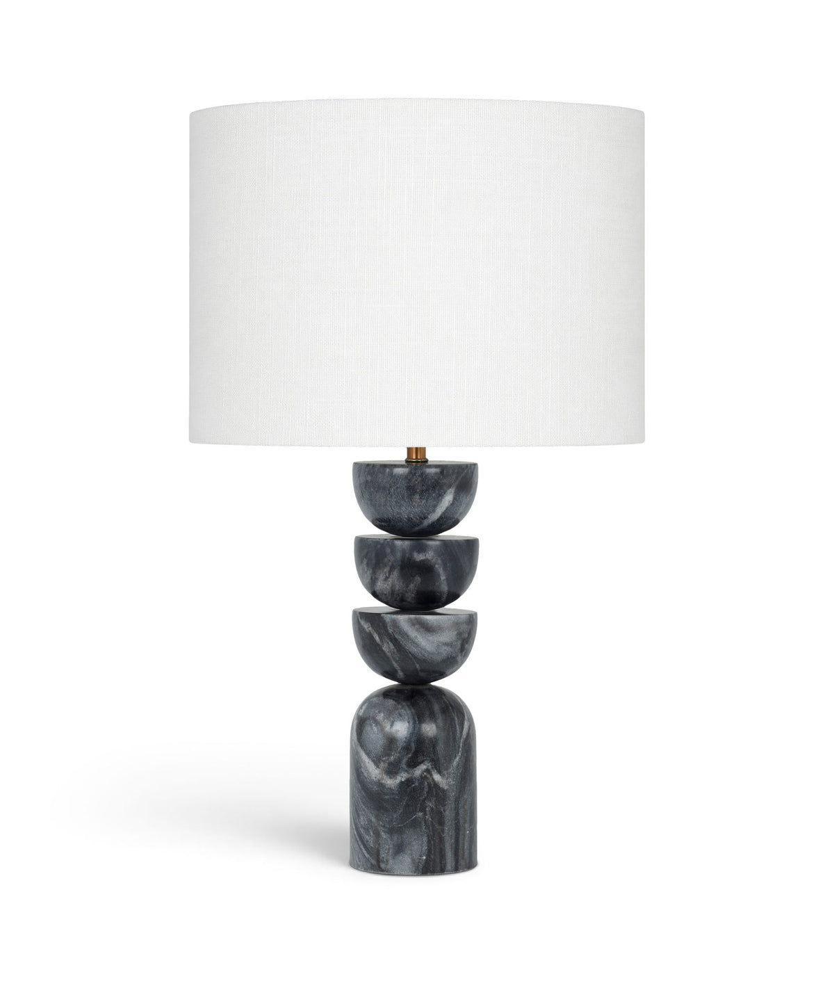 Opus - Genuine Marble, Linen Textured Fabric And Brass Table Lamp