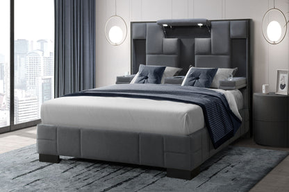 Oscar - Queen Bed Without Wood Trim - Dark Gray