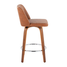 Load image into Gallery viewer, Toriano - Contemporary Fixed Height Counter Stool With Swivel &amp; Round Footrest (Set of 2) - Walnut / Camel
