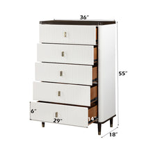 Load image into Gallery viewer, Carena - 5 Piece Bedroom Set (Eastern King Dresser Chest Mirror Nightstand) - Brown / Light Gray / White
