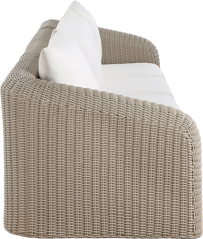 Seacrest - Olefin Water Resistant Fabric And Wicker 4 Piece Outdoor Patio Modular Sofa