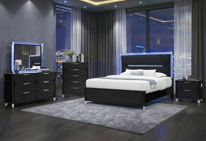 Lando - King Bed With Continuous LED - Black