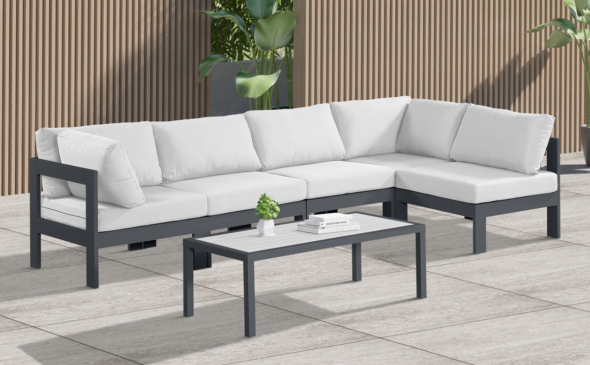 Nizuc - Outdoor Patio 5 Piece Modular Sectional With Gray Frame