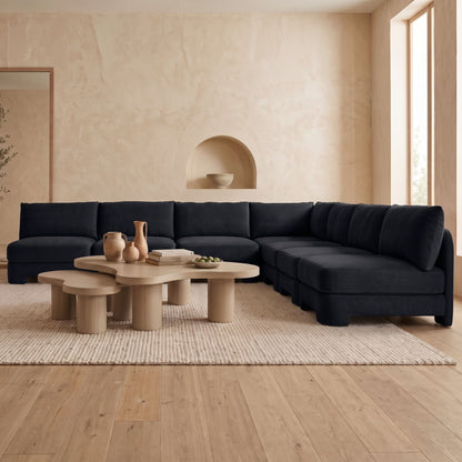 Hammond - Velvet Performance Fabric Upholstered 7 Piece Armless Sectional