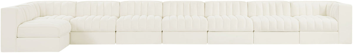 Rummi - Velvet Performance Fabric Upholstered 8 Piece Modular Sectional, L-Shaped (Right)