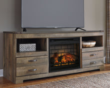 Load image into Gallery viewer, Trinell - 63" TV Stand With Glass/Stone Fireplace Insert - Brown

