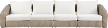 Seacrest - Olefin Water Resistant Fabric And Wicker 4 Piece Outdoor Patio Modular Sofa