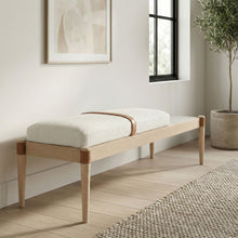 Load image into Gallery viewer, Nara - Linen Textured Fabric Upholstered Bench - Painted Natural
