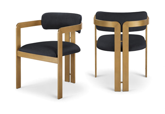 Aurum - Vegan Leather Upholstered Dining Chair With Brushed Brass Base (Set of 2)
