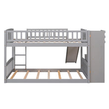 Load image into Gallery viewer, Twin Over Twin Bunk Stairway Bed With 2 Drawers And Slide - Gray
