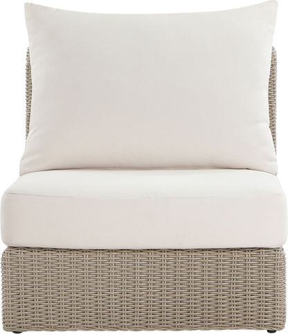 Seacrest - Olefin Water Resistant Fabric And Wicker Outdoor Patio Armless Chair