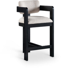 Load image into Gallery viewer, Sacha - Linen Stool With Black Base
