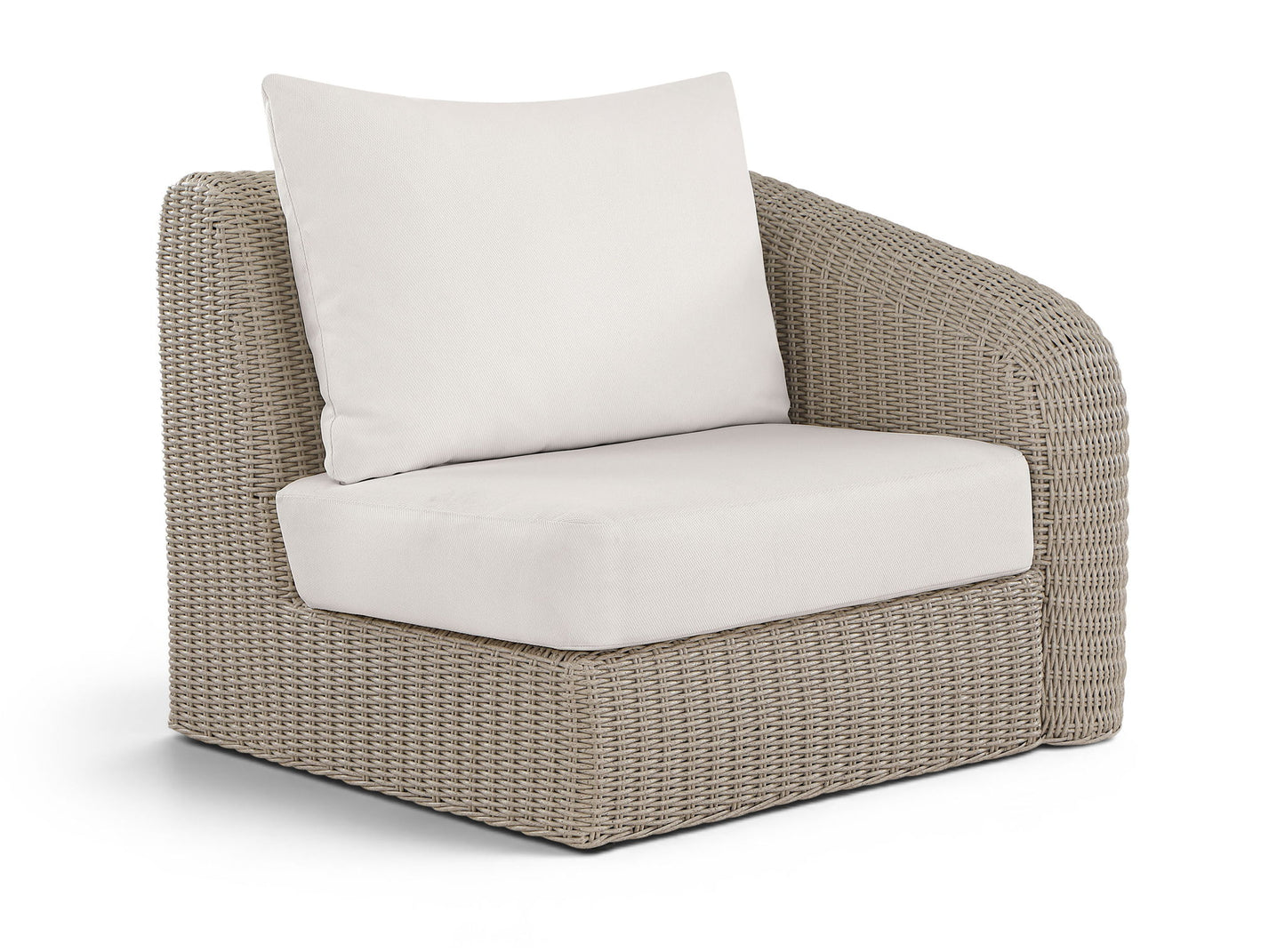 Seacrest - Olefin Water Resistant Fabric And Wicker Outdoor Patio Right Arm Chair