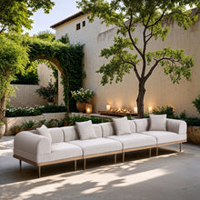 Load image into Gallery viewer, Laguna - 4 Piece Resilient Water Resistant Fabric 142" Upholstered Outdoor Patio Modular Sofa
