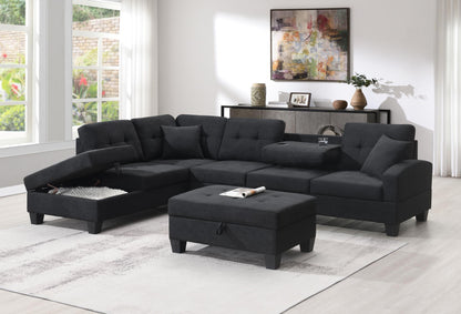 U349 - 2 Piece Fabric Sectional - Black
