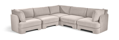 Hammond - Velvet Performance Fabric Upholstered 5 Piece Corner Sectional
