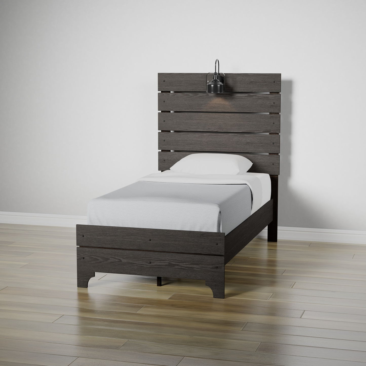 Twin Bed With Integrated Lights - Brown