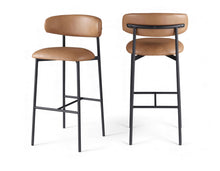 Load image into Gallery viewer, Lupita - Vegan Leather Upholstered Bar Stool With Matte Black Frame (Set of 2)
