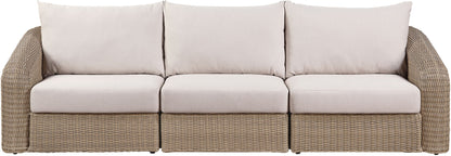 Seacrest - Olefin Water Resistant Fabric And Wicker 3 Piece Outdoor Patio Modular Sofa