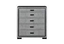 Load image into Gallery viewer, Isabella - 5 Piece King Bedroom Set (King Bed With LED, TV Lift, Bluetooth Speaker And Firpeplace Crystal) - Gray
