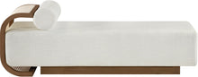 Load image into Gallery viewer, Zephyr - Linen Textured Fabric Upholstered Chaise - Painted Brown Walnut Base
