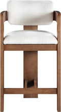 Load image into Gallery viewer, Sacha - Linen Stool With Brown Base
